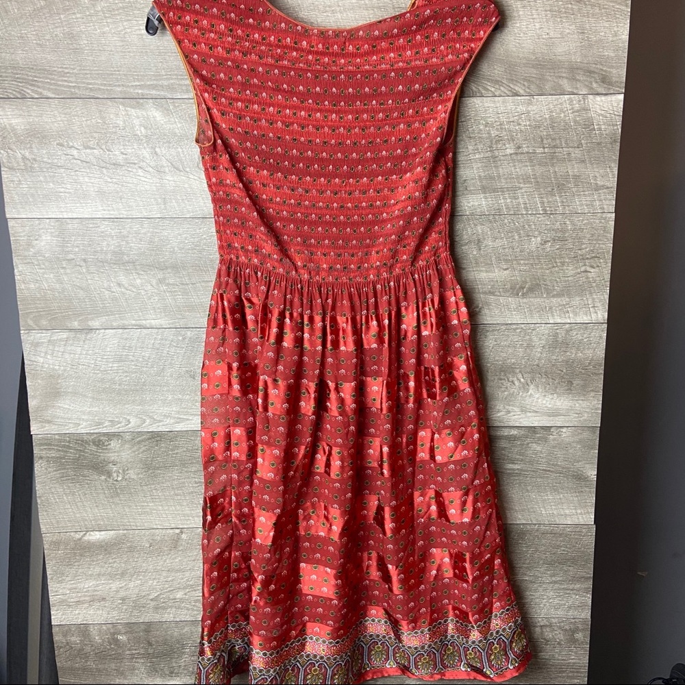 Max studio smocked cap sleeve boho print dress - Picture 9 of 11